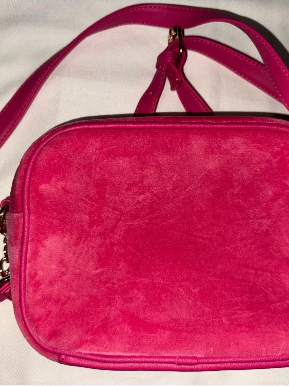 Juicy Couture Pink Flash Heritage Velour Crossbody Bag NWT Y2K